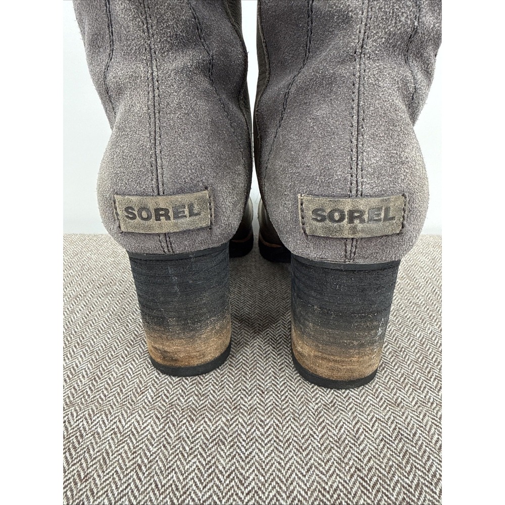 Sorel Womens Addington Distressed Gray Leather Tall Heeled Boot Size 8.5 Fall - Picture 5 of 9